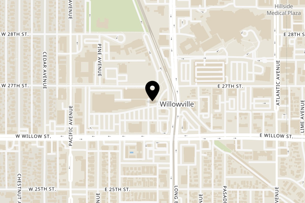 Map showing the location of Hong Kong Express on 261 E Willow St in Long Beach